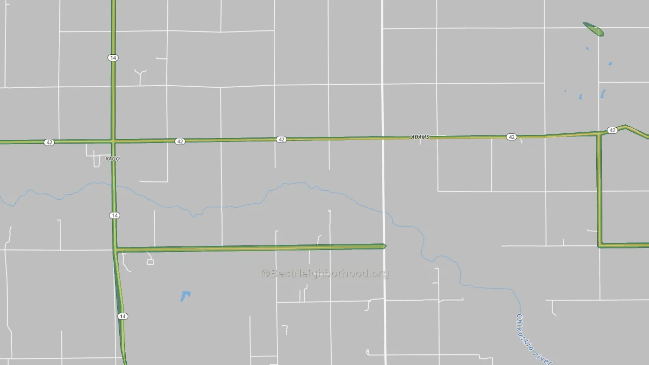 Rago, KS Map of Noise Levels in Rago