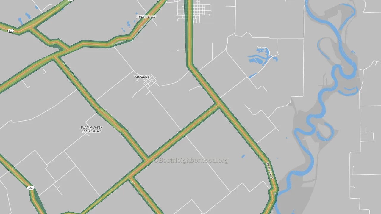 Ragsdale, IN Map of Noise Levels in Ragsdale