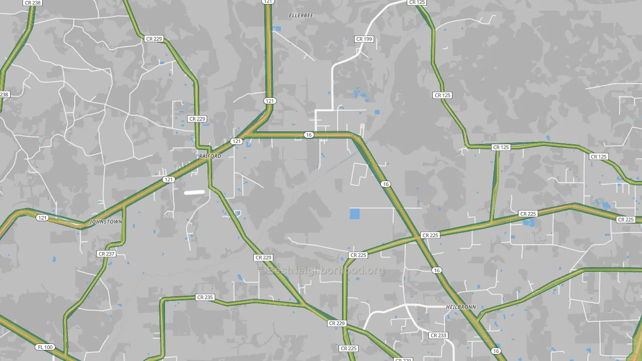 Raiford, FL Map of Noise Levels in Raiford