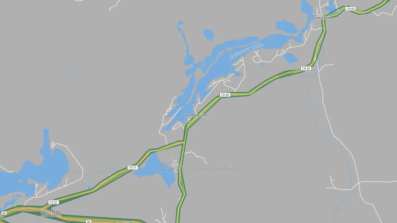 Rainbow Lake, NY Map of Noise Levels in Rainbow Lake