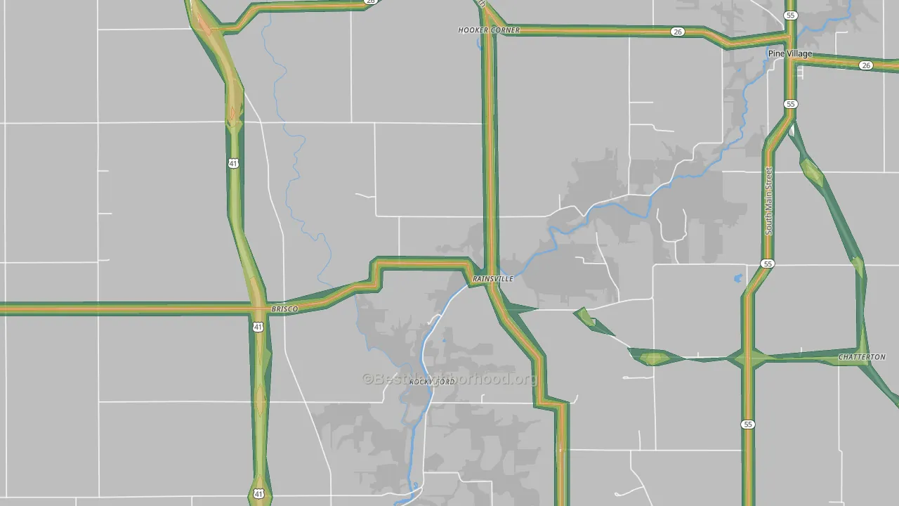 Rainsville, IN Map of Noise Levels in Rainsville