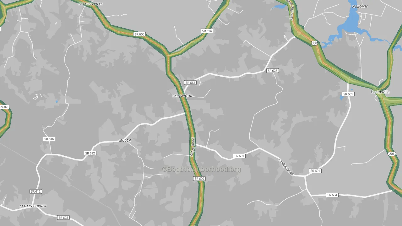 Rainswood, VA Map of Noise Levels in Rainswood