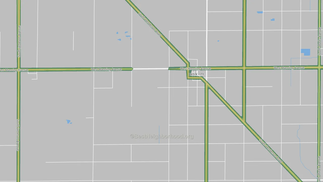 Raisin, CA Map of Noise Levels in Raisin