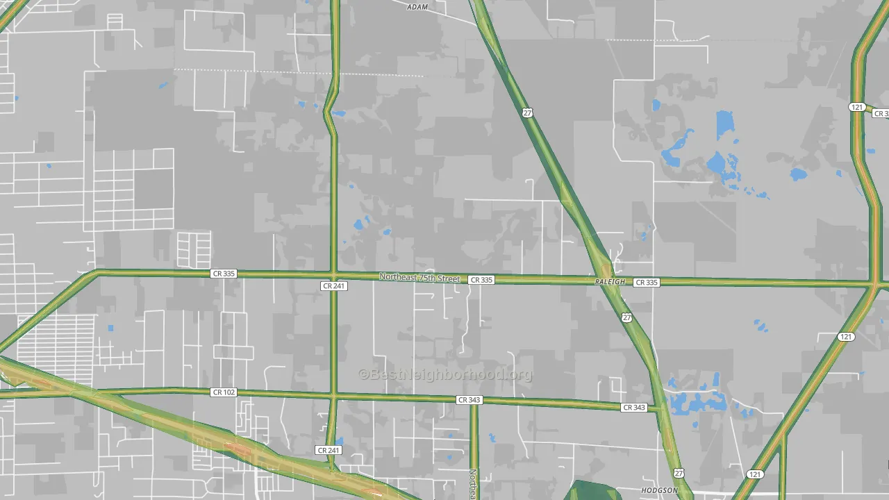 Raleigh, FL Map of Noise Levels in Raleigh