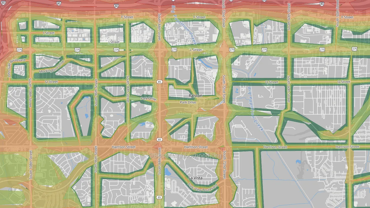 Ralston, NE Map of Noise Levels in Ralston