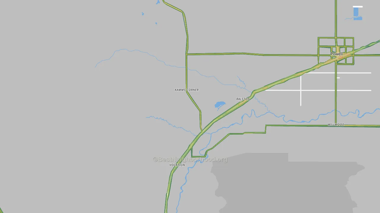 Ralston, WY Map of Noise Levels in Ralston