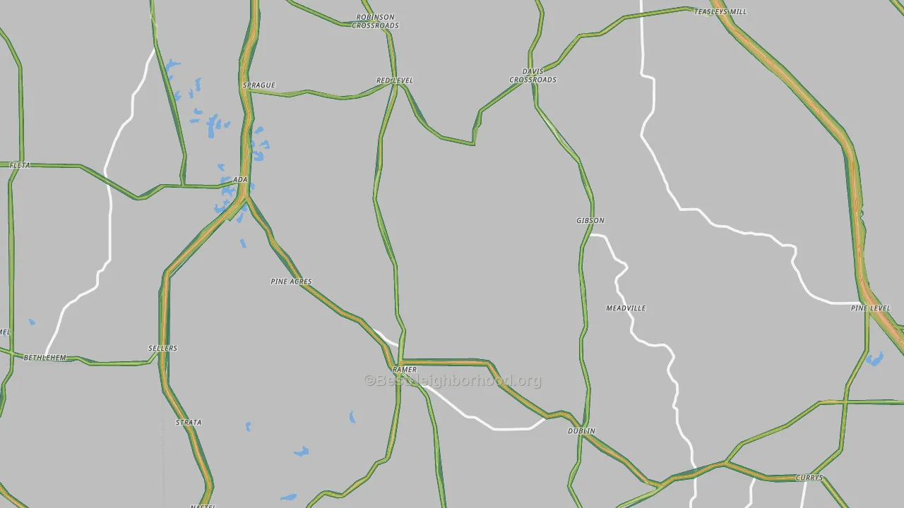Ramer, AL Map of Noise Levels in Ramer
