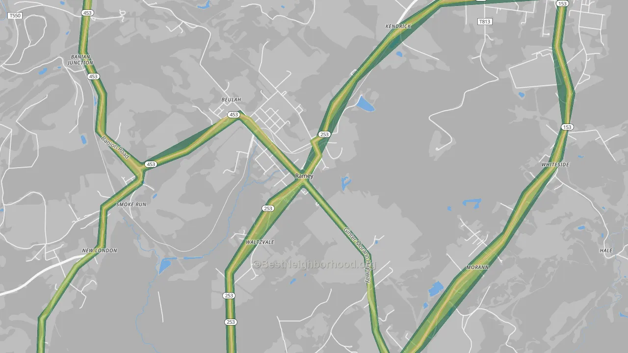 Ramey, PA Map of Noise Levels in Ramey
