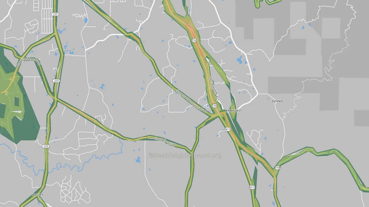 Ramhurst, GA Map of Noise Levels in Ramhurst