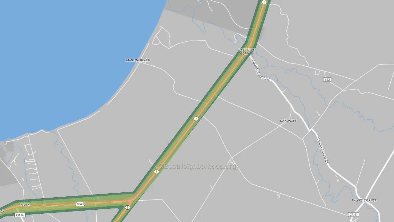 Ramona Beach, NY Map of Noise Levels in Ramona Beach