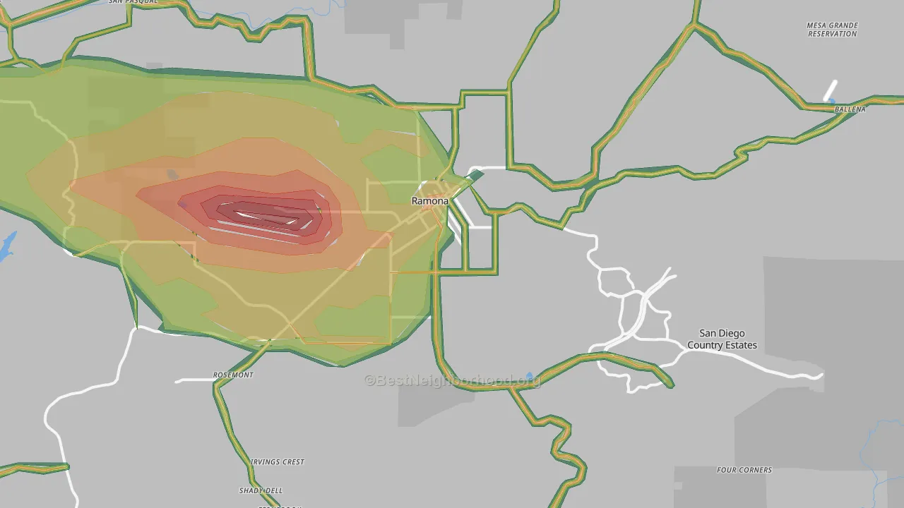 Ramona, CA Map of Noise Levels in Ramona