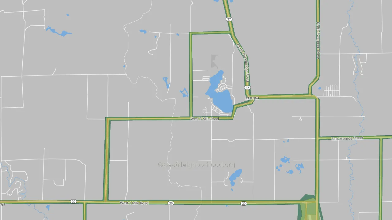 Ramona, MI Map of Noise Levels in Ramona