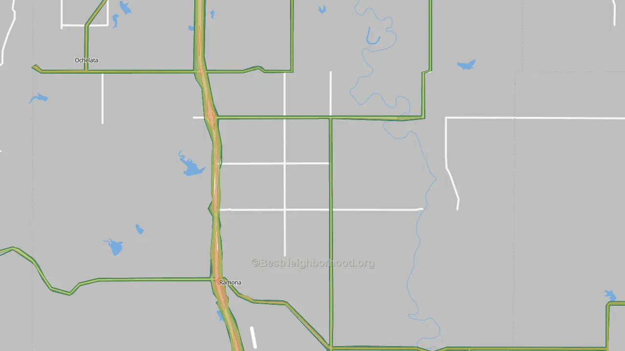 Ramona, OK Map of Noise Levels in Ramona