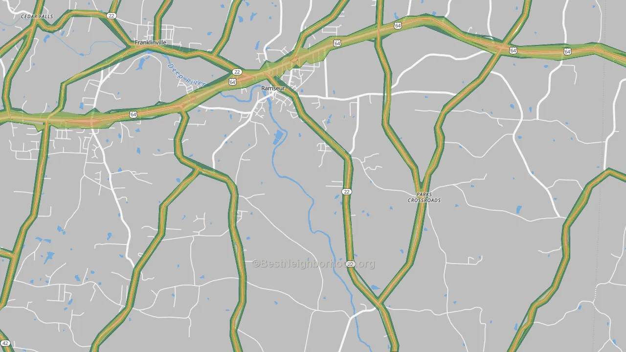 Ramseur, NC Map of Noise Levels in Ramseur