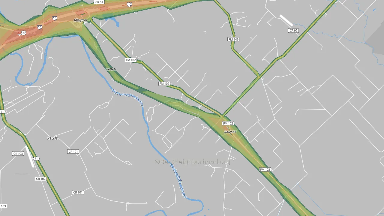 Ramsey, TX Map of Noise Levels in Ramsey