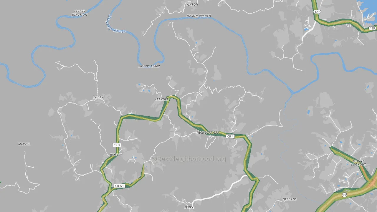 Ramsey, WV Map of Noise Levels in Ramsey