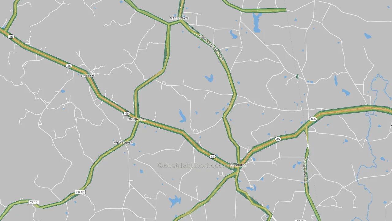 Ranburne, AL Map of Noise Levels in Ranburne