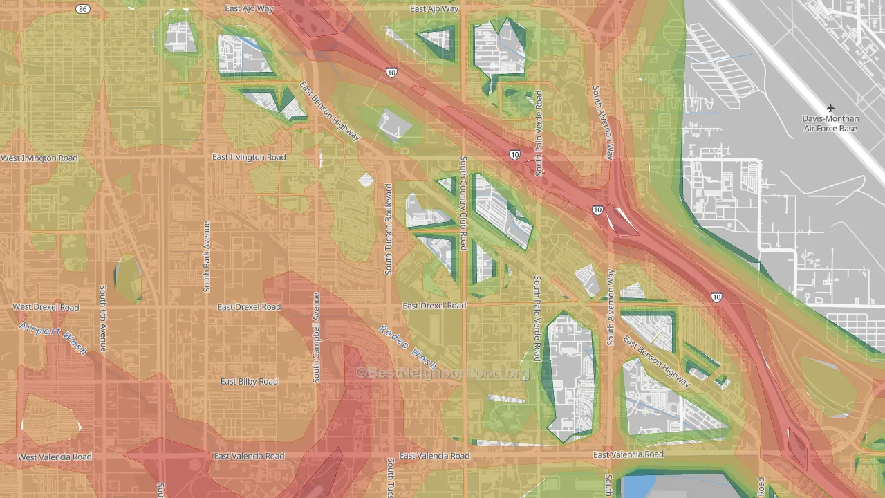 Rancho Buena, Tucson, AZ Map of Noise Levels in Rancho Buena