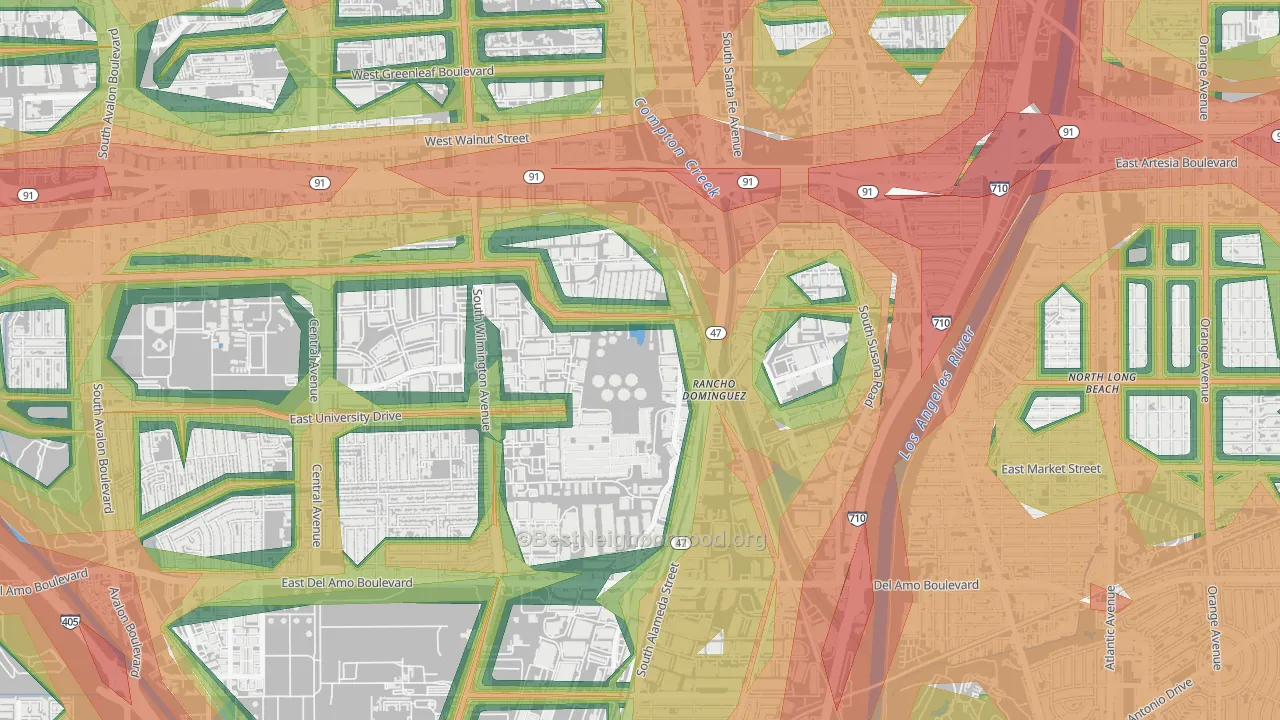 Rancho Dominguez, Compton, CA Map of Noise Levels in Rancho Dominguez