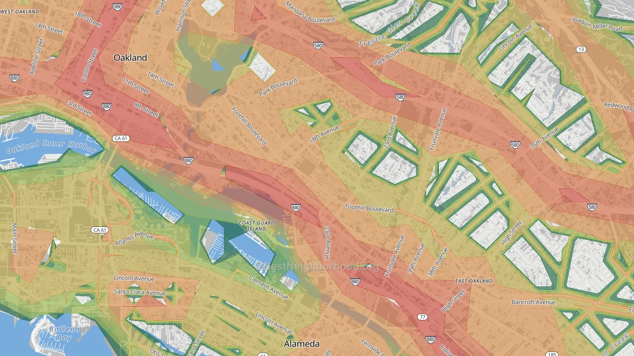 Rancho San Antonio, Oakland, CA Map of Noise Levels in Rancho San Antonio
