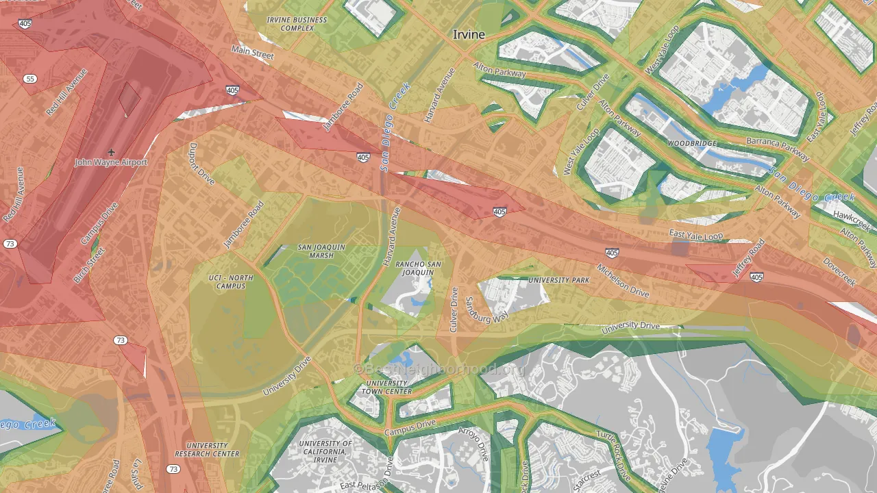 Rancho San Joaquin, Irvine, CA Map of Noise Levels in Rancho San Joaquin