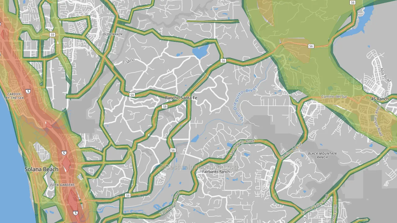 Rancho Santa Fe, CA Map of Noise Levels in Rancho Santa Fe