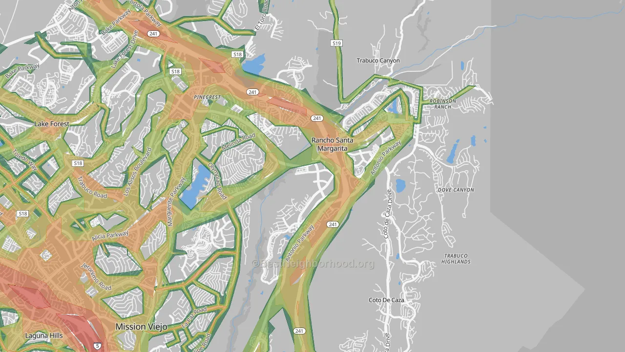 Rancho Santa Margarita, CA Map of Noise Levels in Rancho Santa Margarita