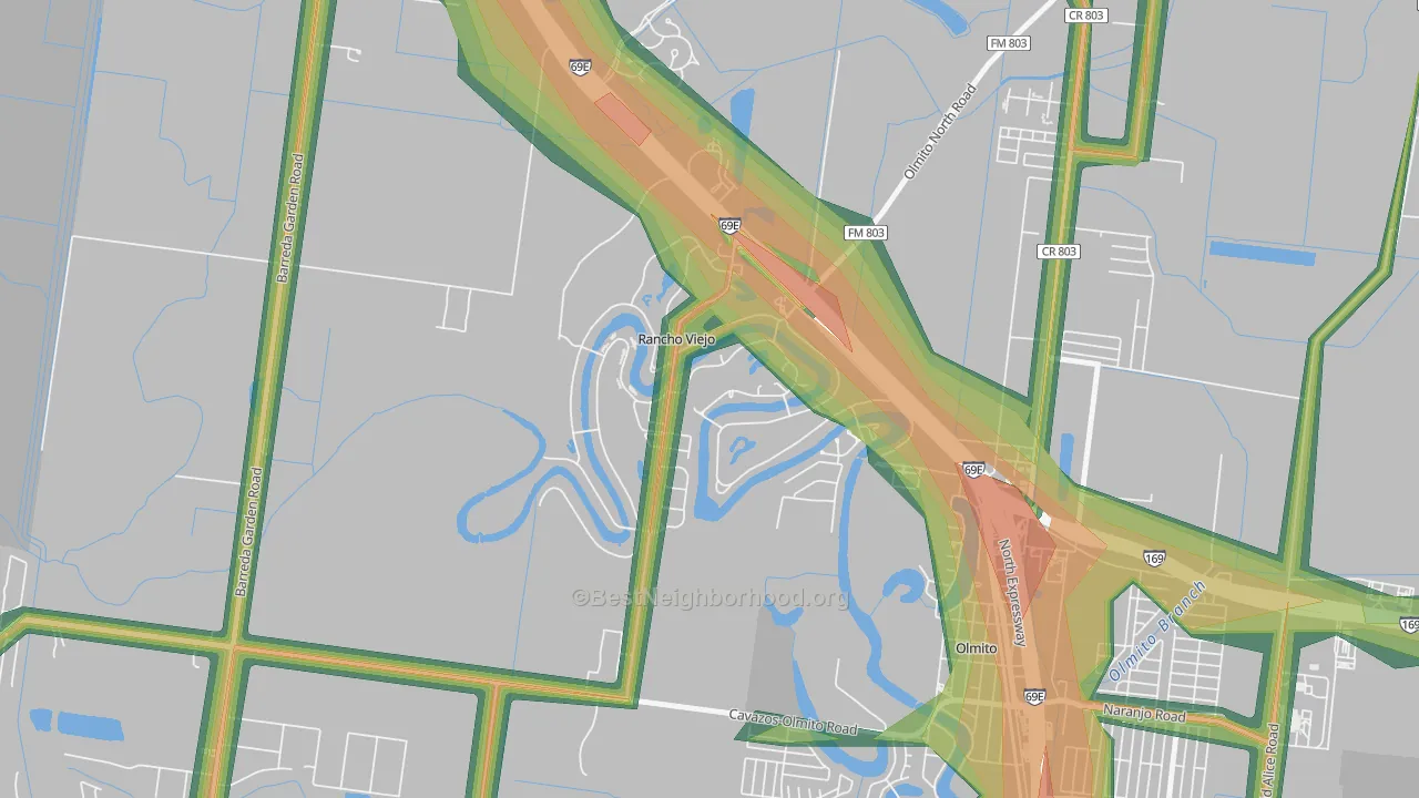 Rancho Viejo, TX Map of Noise Levels in Rancho Viejo