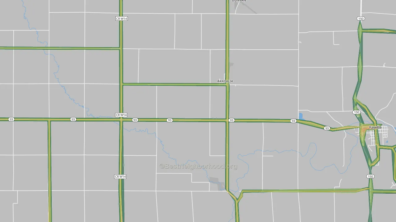 Randalia, IA Map of Noise Levels in Randalia