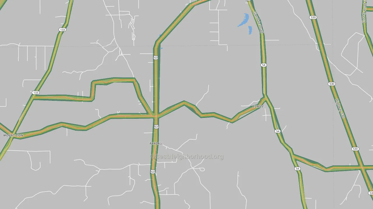 Randall, AR Map of Noise Levels in Randall