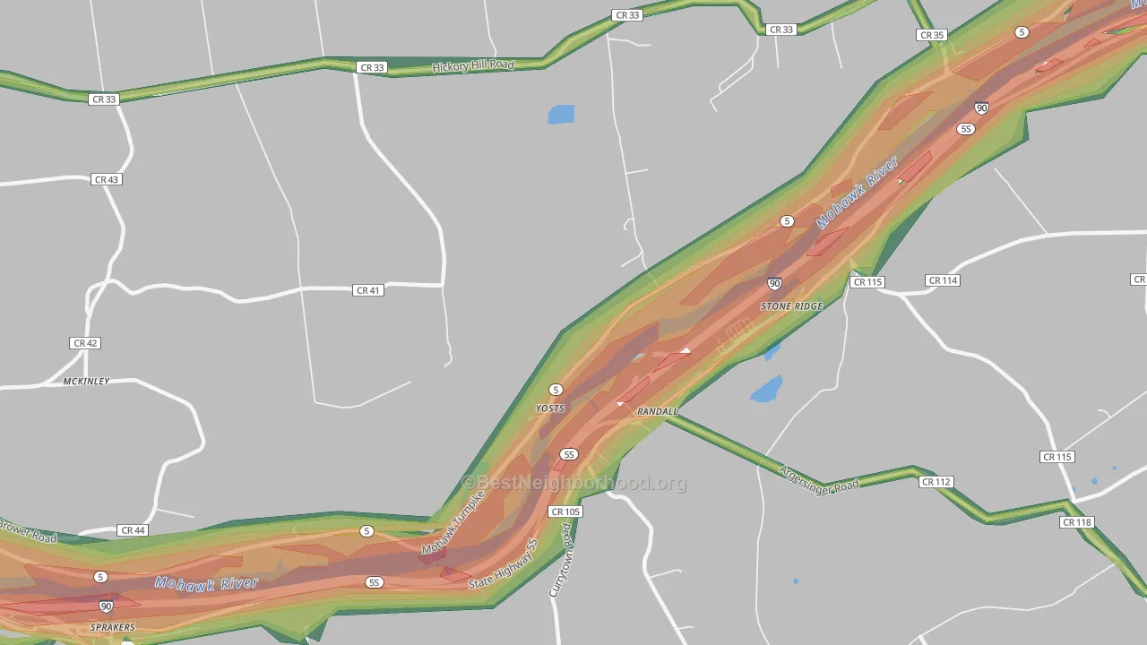 Randall, NY Map of Noise Levels in Randall