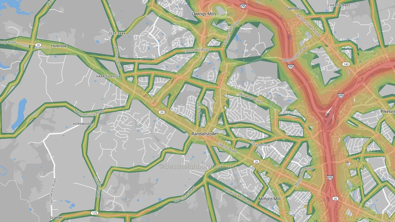 Randallstown, MD Map of Noise Levels in Randallstown