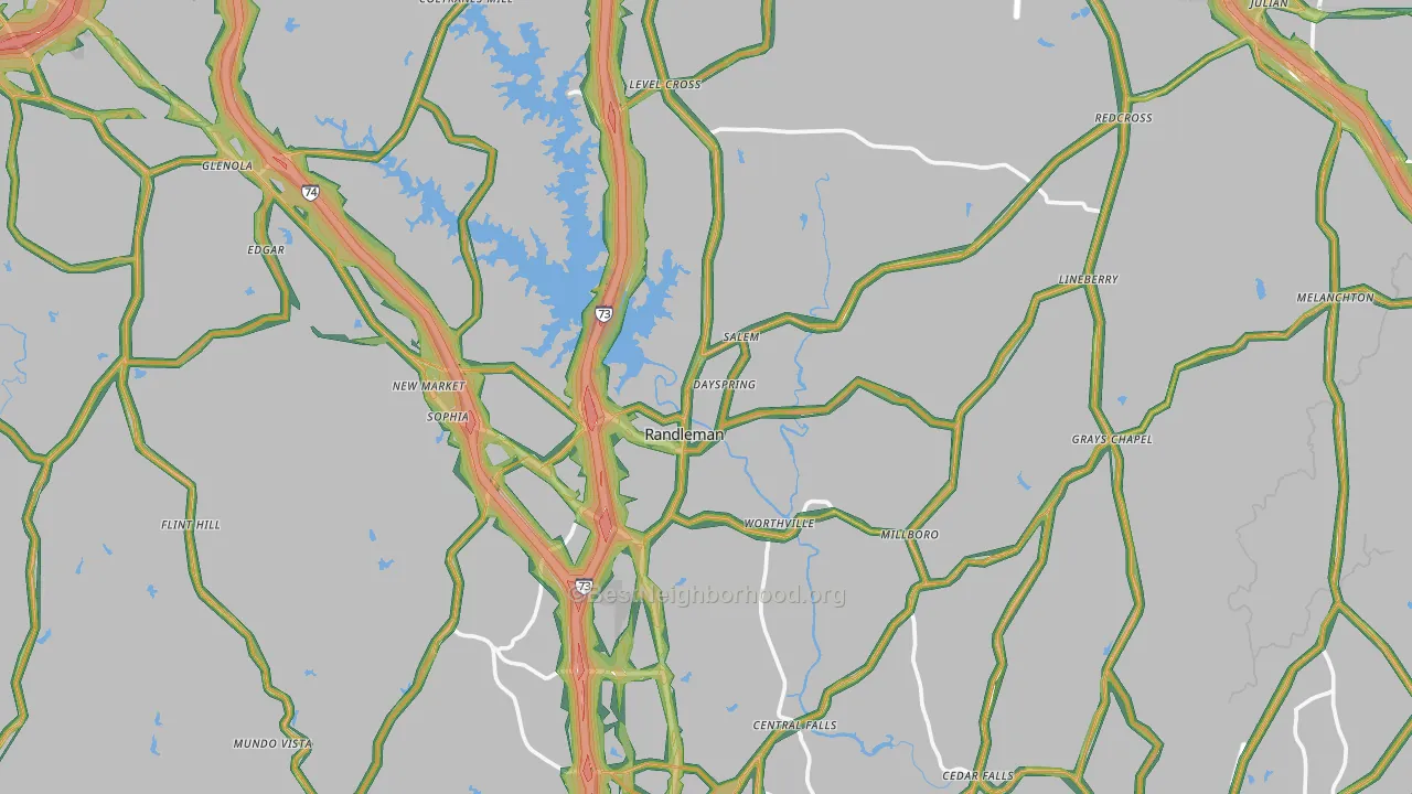 Randleman, NC Map of Noise Levels in Randleman