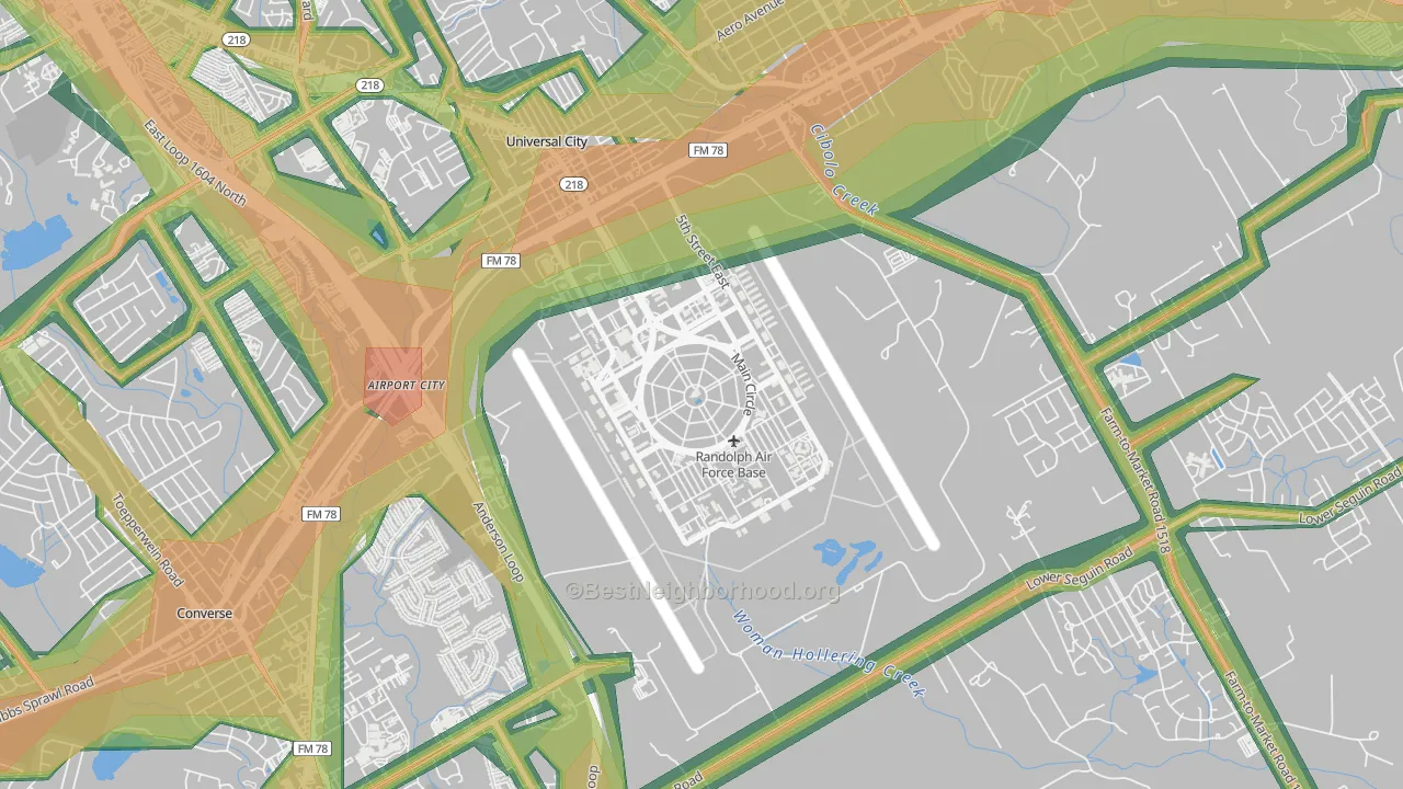 Randolph AFB, TX Map of Noise Levels in Randolph AFB