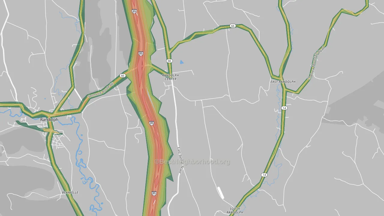Randolph Center, VT Map of Noise Levels in Randolph Center
