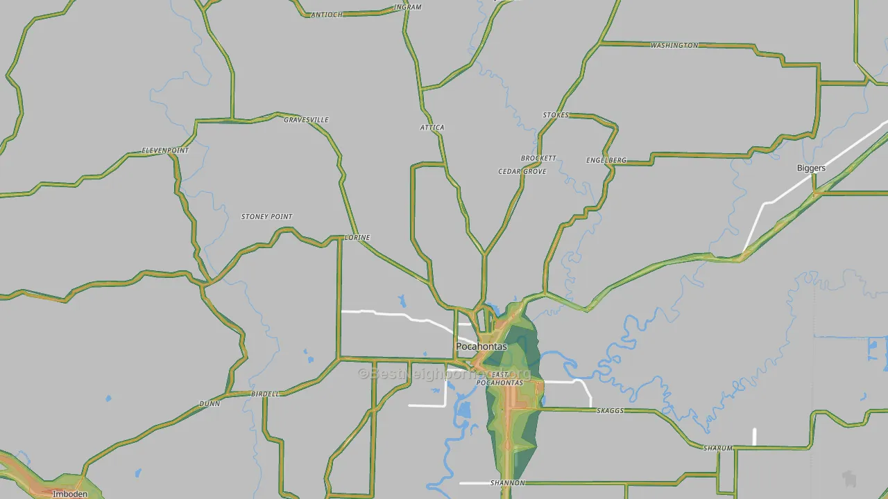 Randolph County, AR Map of Noise Levels in Randolph County
