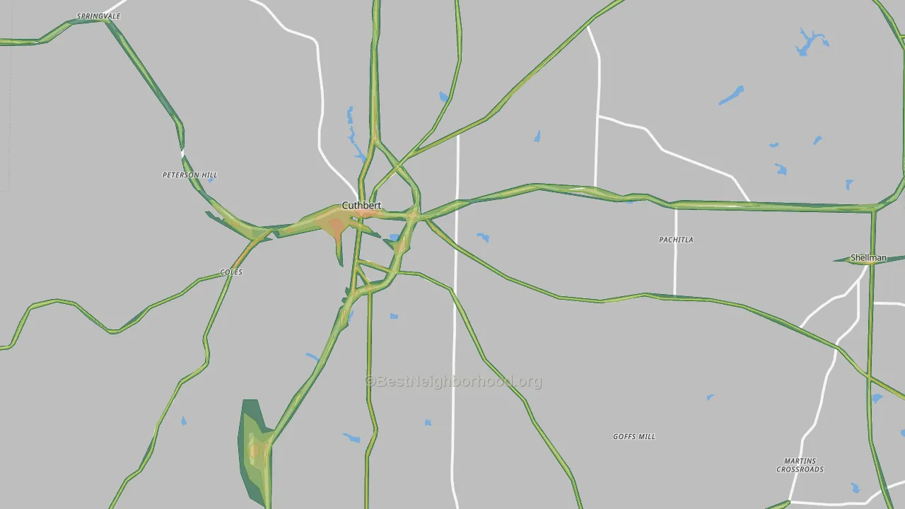 Randolph County, GA Map of Noise Levels in Randolph County