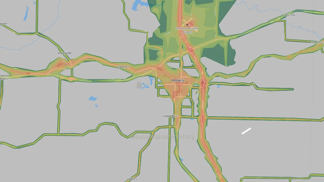 Randolph County, MO Map of Noise Levels in Randolph County