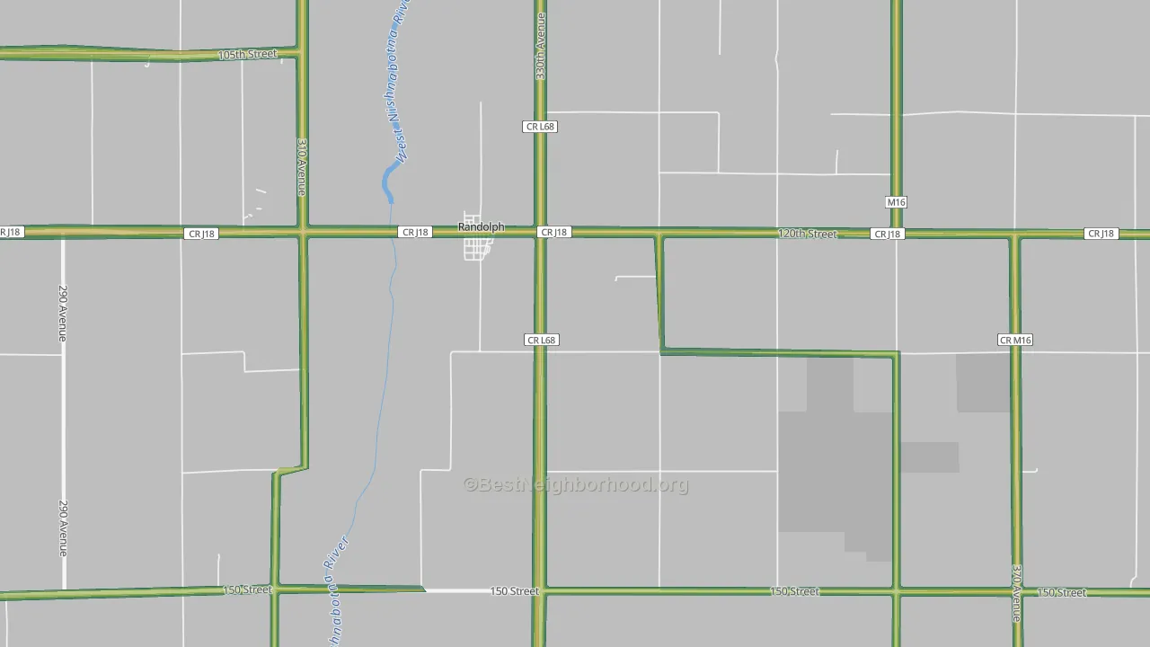 Randolph, IA Map of Noise Levels in Randolph