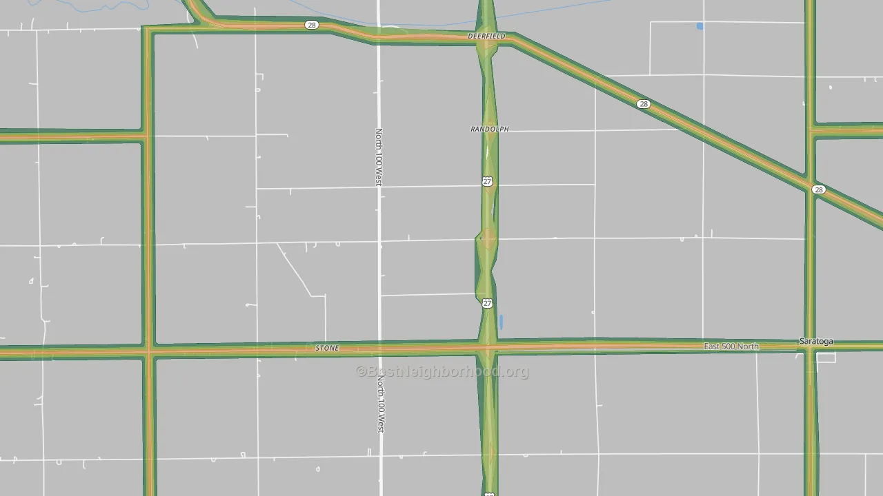 Randolph, IN Map of Noise Levels in Randolph