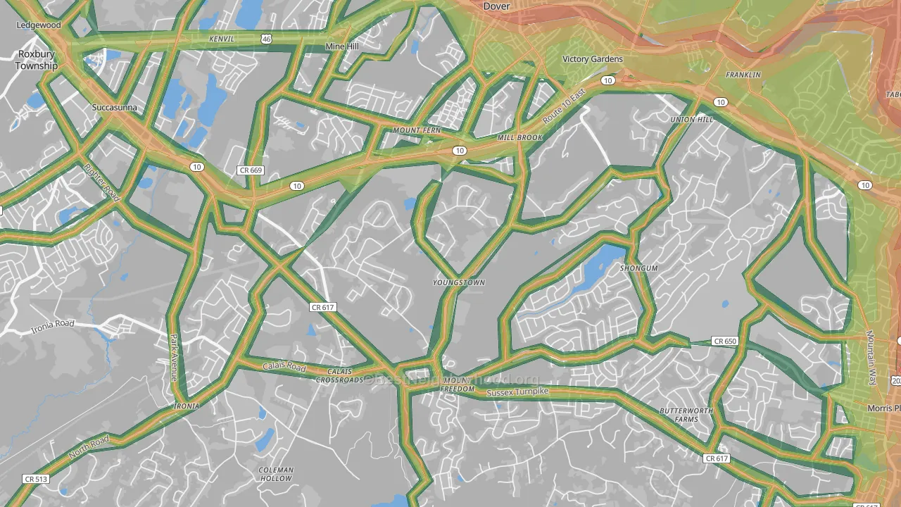 Randolph, NJ Map of Noise Levels in Randolph