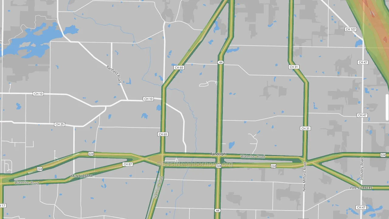 Randolph, OH Map of Noise Levels in Randolph