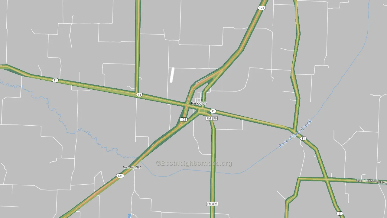 Randolph, TX Map of Noise Levels in Randolph
