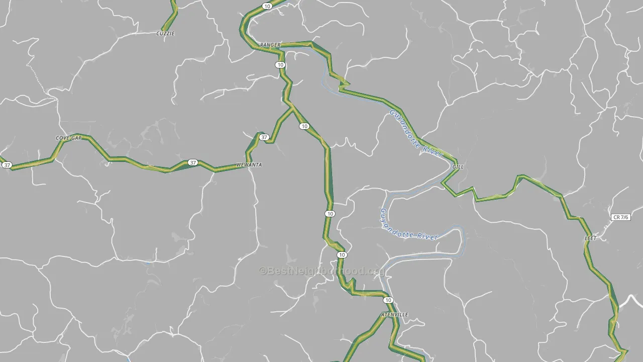 Ranger, WV Map of Noise Levels in Ranger