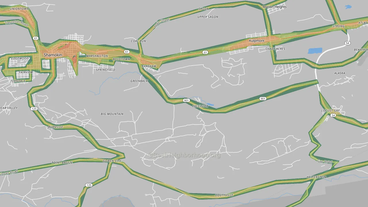 Ranshaw, PA Map of Noise Levels in Ranshaw
