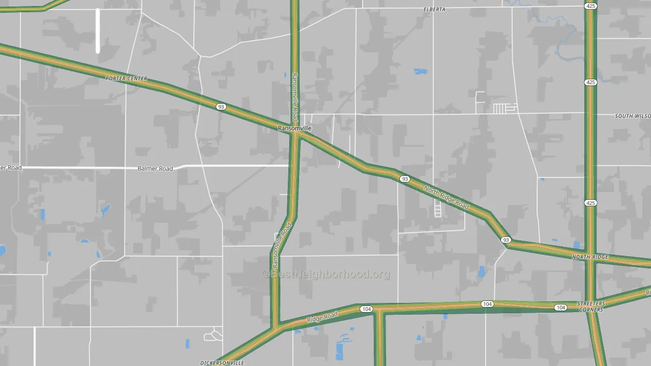 Ransomville, NY Map of Noise Levels in Ransomville
