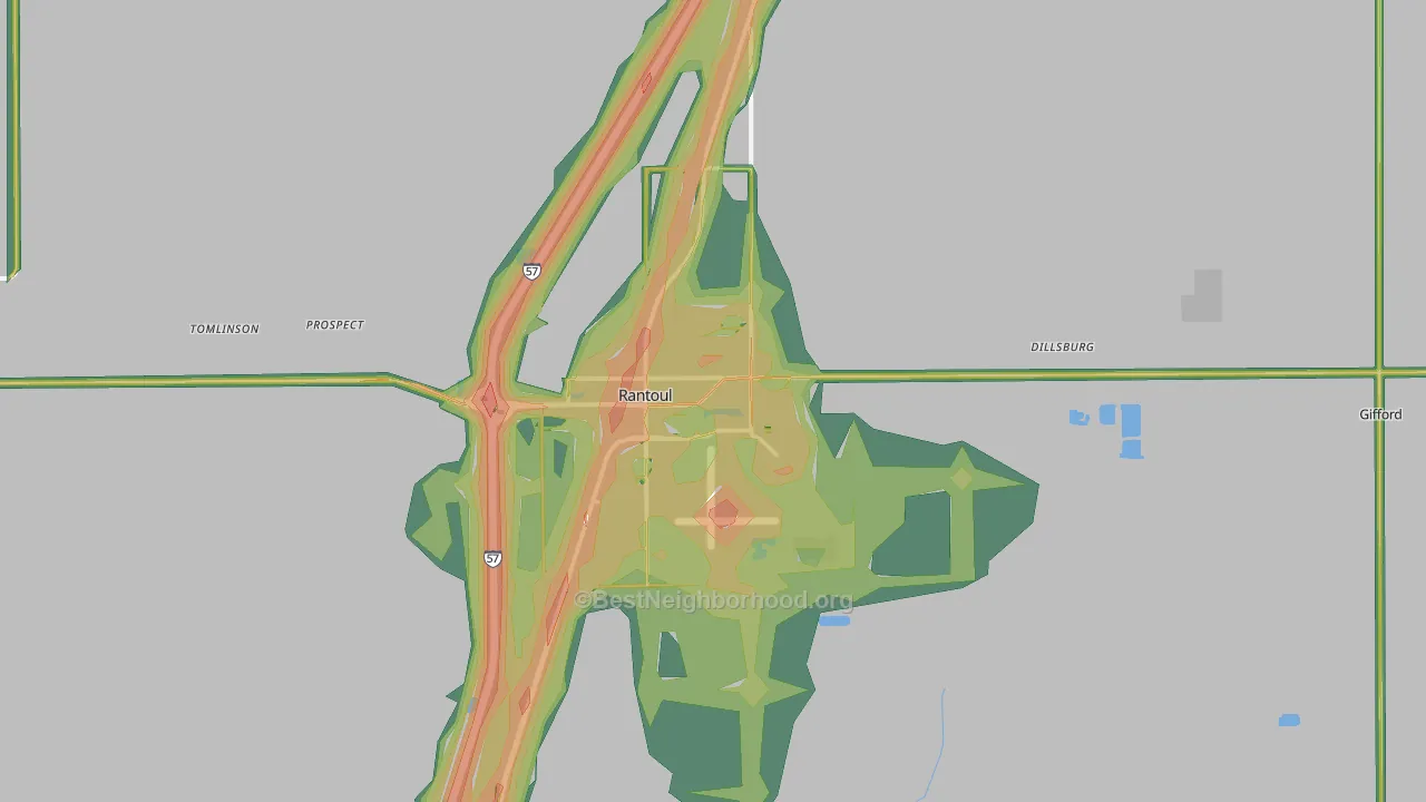 Rantoul, IL Map of Noise Levels in Rantoul