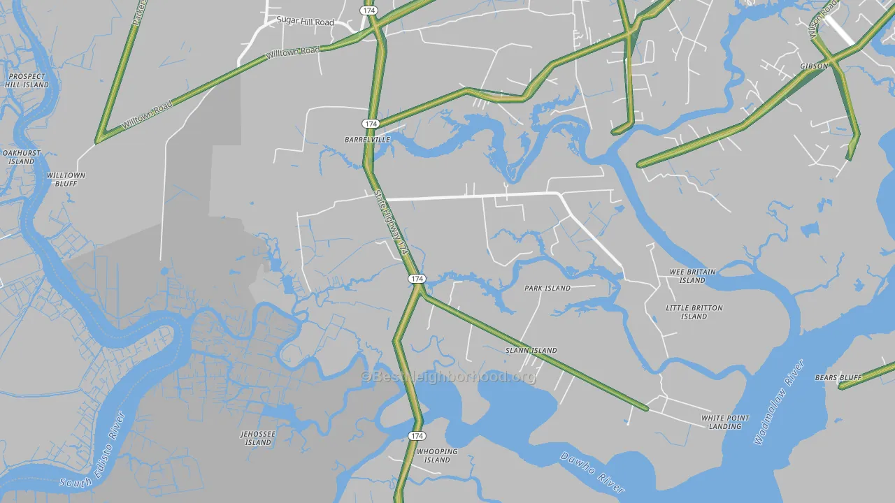 Rantowles, SC Map of Noise Levels in Rantowles