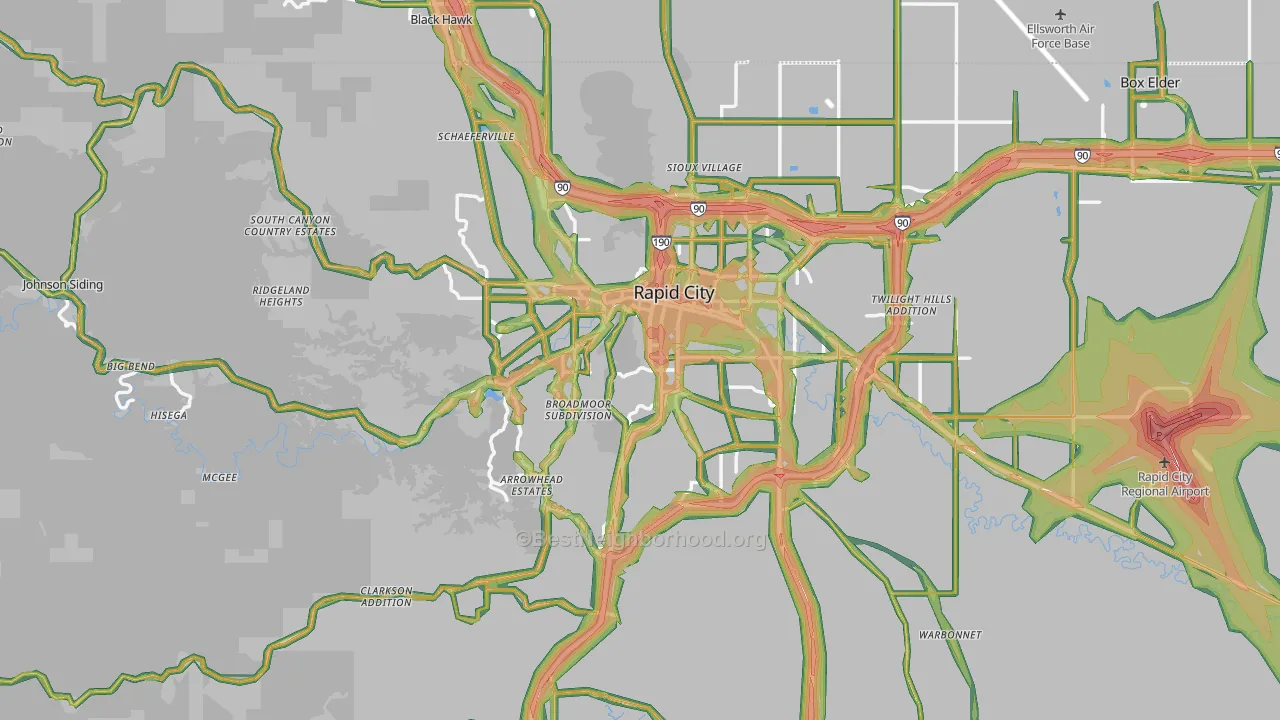 Rapid City, SD Map of Noise Levels in Rapid City