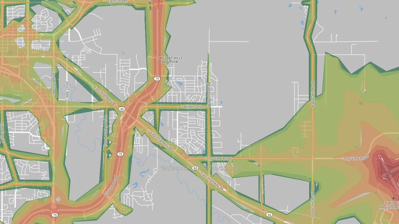 Rapid Valley, SD Map of Noise Levels in Rapid Valley